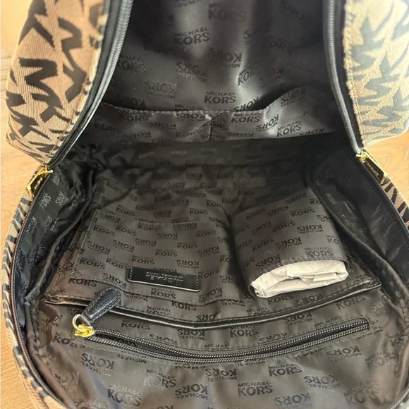 Michael Kors Black and Tan Logo Backpack - Picture 5 of 9